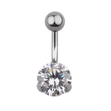 Titanium Piercing Jewelry Internally Threaded Prong Set Double CZ Navel Curves Belly Ring